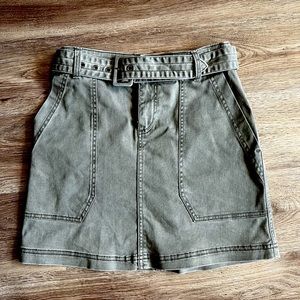 Military Style Mini Skirt with Belt